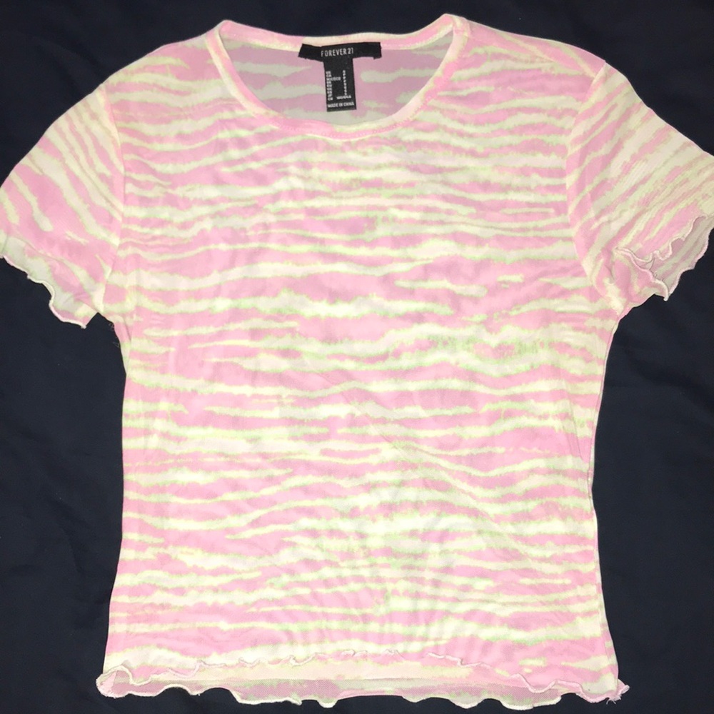 Forever 21 Mesh Zebra Print Top